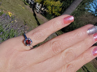 14k gold white garnet & diamond estate ring