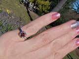 14k gold white garnet & diamond estate ring