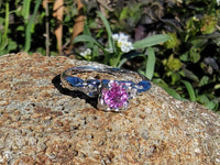 14k white gold pink sapphire & diamond estate ring