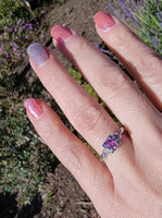 14k white gold pink sapphire & diamond estate ring