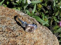 14k gold two tone topaz & diamond estate ring