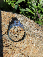 14k gold two tone topaz & diamond estate ring