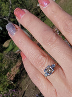 14k gold two tone topaz & diamond estate ring
