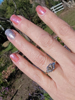 14k gold two tone topaz & diamond estate ring