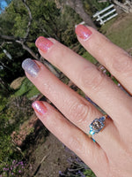 14k gold two tone topaz & diamond estate ring