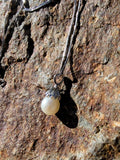 14k white gold pearl & diamond necklace pendant