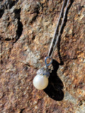 14k white gold pearl & diamond necklace pendant