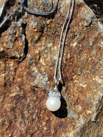 14k white gold pearl & diamond necklace pendant