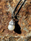 14k white gold pearl & diamond necklace pendant