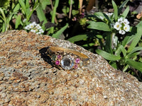 15ct gold two tone aquamarine, emerald & ruby estate Georgian ring