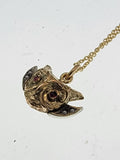 10k gold & silver Victorian ruby OWL pendant necklace charm