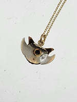 10k gold & silver Victorian ruby OWL pendant necklace charm