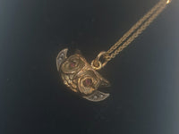 10k gold & silver Victorian ruby OWL pendant necklace charm