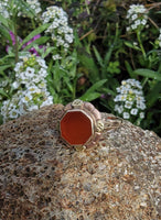 10k yellow & rose gold Art Deco carnelian estate ring