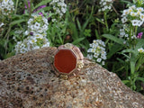 10k yellow & rose gold Art Deco carnelian estate ring