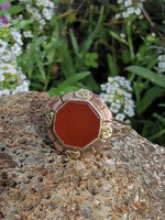 10k yellow & rose gold Art Deco carnelian estate ring