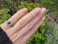 14k white gold blue sapphire & diamond estate ring