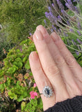 14k white gold blue sapphire & diamond estate ring