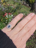 14k white gold blue sapphire & diamond estate ring