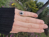 14k white gold blue sapphire & diamond estate ring
