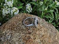 14k white gold blue sapphire & diamond estate ring