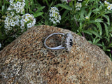 14k white gold blue sapphire & diamond estate ring
