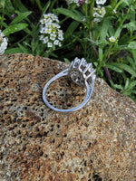 14k white gold blue sapphire & diamond estate ring