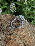 14k white gold blue sapphire & diamond estate ring