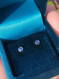 14k gold blue sapphire bezel stud earrings - .25ct tw