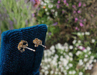 14k gold blue sapphire bezel stud earrings - .25ct tw