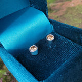 14k white gold champagne diamond bezel studs