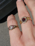 9ct gold Edwardian pearl & garnet halo ring - hallmarks