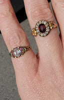 9ct gold Edwardian pearl & garnet halo ring - hallmarks