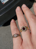 9ct gold Edwardian pearl & garnet halo ring - hallmarks