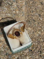 9ct gold Edwardian pearl & garnet halo ring - hallmarks