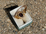 9ct gold Edwardian pearl & garnet halo ring - hallmarks