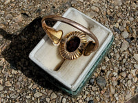 9ct gold Edwardian pearl & garnet halo ring - hallmarks