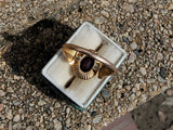 9ct gold Edwardian pearl & garnet halo ring - hallmarks