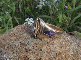 14k gold two tone Deco diamond & enamel Masonic ring - 1956