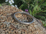 18k white gold BELAIS estate floral flower wedding band - size 8
