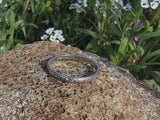 18k white gold BELAIS estate floral flower wedding band - size 8