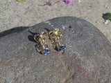 14k gold blue sapphire bezel stud earrings - .20ct tw