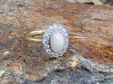 18ct gold two tone opal &  diamond antique ring - LONDON