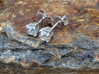 14k white gold old mine cut diamond studs earrings - .77ct tw