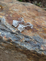 14k white gold old mine cut diamond studs earrings - .77ct tw