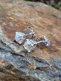 14k white gold old mine cut diamond studs earrings - .77ct tw