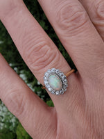 18ct gold two tone opal &  diamond antique ring - LONDON
