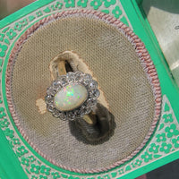 18ct gold two tone opal &  diamond antique ring - LONDON