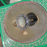 18ct gold two tone opal &  diamond antique ring - LONDON