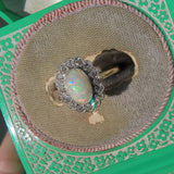 18ct gold two tone opal &  diamond antique ring - LONDON